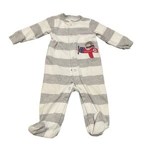 4/$20 Carters Boys 9 month Fleece Sleeper Romper Stripes PJs Baby Clothing 🛑